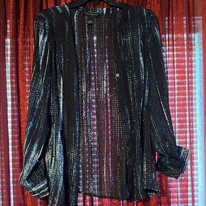 Investments Black and Blue Patterned Top